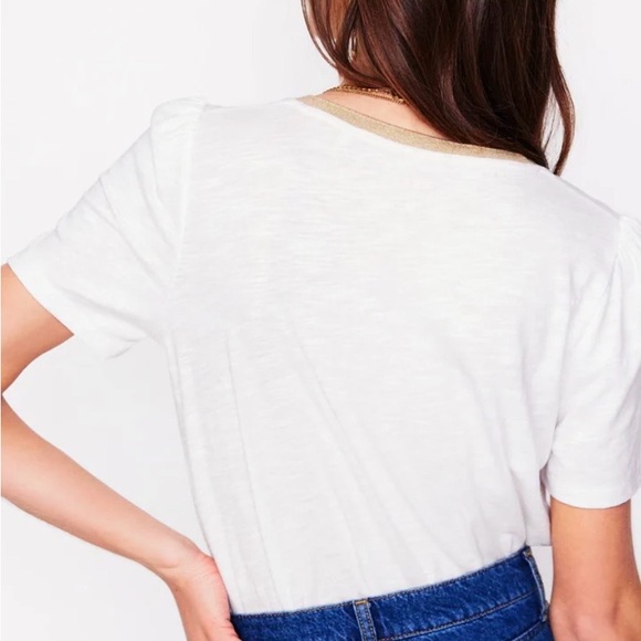 Boden Metallic Trim V Neck T-Shirt - Picture 6 of 9